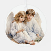 Ornement En Métal Aquarelle festive, Anges pour enfants (Verso)