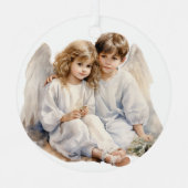 Ornement En Métal Aquarelle festive, Anges pour enfants (Recto)