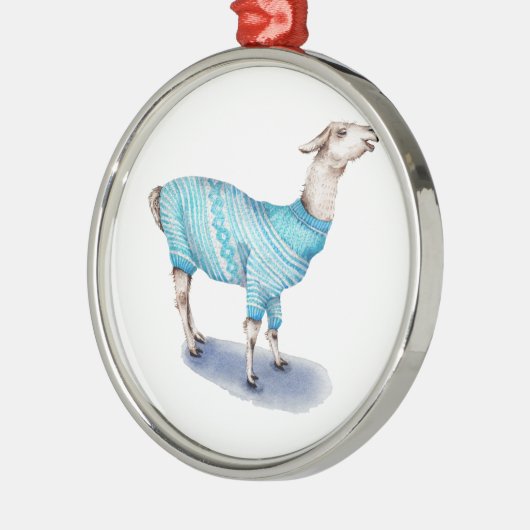 Ornement En Métal Aquarelle Llama en bleu Sweat (Gauche)