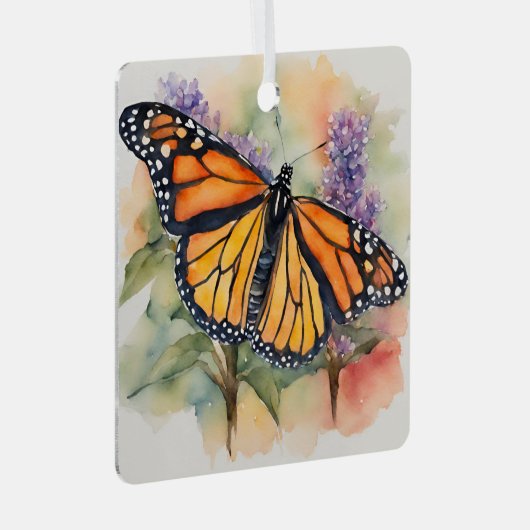 Ornement En Métal Aquarelle Monarch Papillon Imprimer (Avant droite)