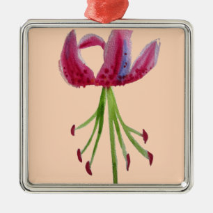 Ornement En Métal Aquarelle rose Lily art floral moderne