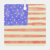 Ornement En Métal Aquarelle rustique USA drapeau américain (Recto)