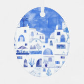 Ornement En Métal Aquarelle Santorin Grèce (Verso)