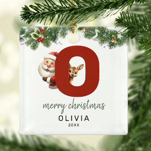 Ornement En Métal Arbre de Noël avec monogramme lettre O pour enfant