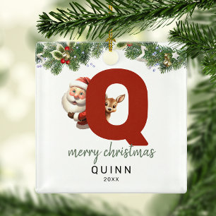 Ornement En Métal Arbre de Noël avec monogramme lettre Q pour enfant