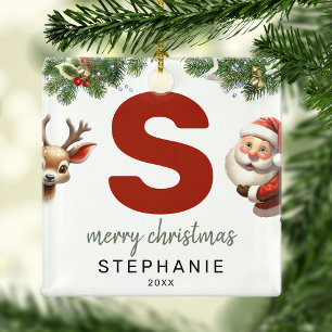 Ornement En Métal Arbre de Noël avec monogramme lettre S pour enfant