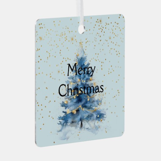 Ornement En Métal Arbre de Noël bleu Confetti en or (Avant droite)