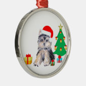 Ornement En Métal Arbre de Noël, chien chiot du Yorkshire mignon & c (Droite)