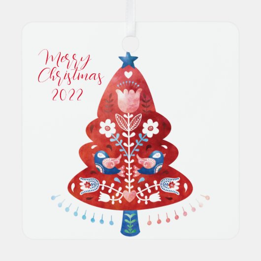 Ornement En Métal Arbre de Noël d'art populaire scandinave (Recto)