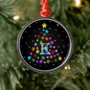 Ornement En Métal Arbre de Noël de l'autisme