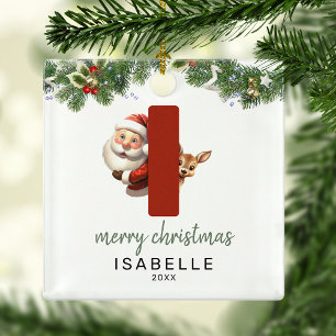 Ornement En Métal Arbre de Noël Monogramme Lettre I pour Enfants