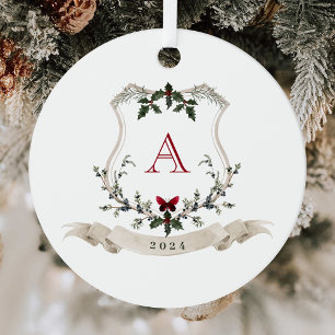 Ornement En Métal Arbre de Noël Monogramme vintage