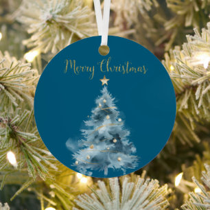 Ornement En Métal Arbres de Noël bleu blanc