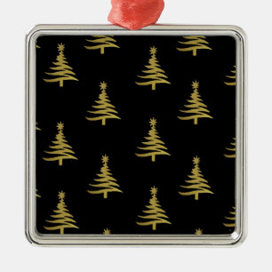 Ornement En Métal Arbres de Noël en or sur noir