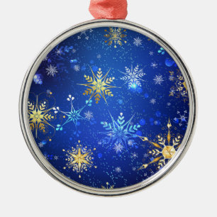 Ornement En Métal Arrière - plan Bleu XMAS avec des flocons de neige