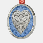 Ornement En Métal Arrondi Bleu Elegant Designer Coeur Ornament (Gauche)