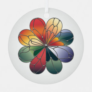 Ornement En Métal Art de vitrail, Fleur abstraite en vitrail