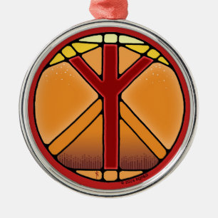 Ornement En Métal Art Nouveau Elhaz Rune de Protection