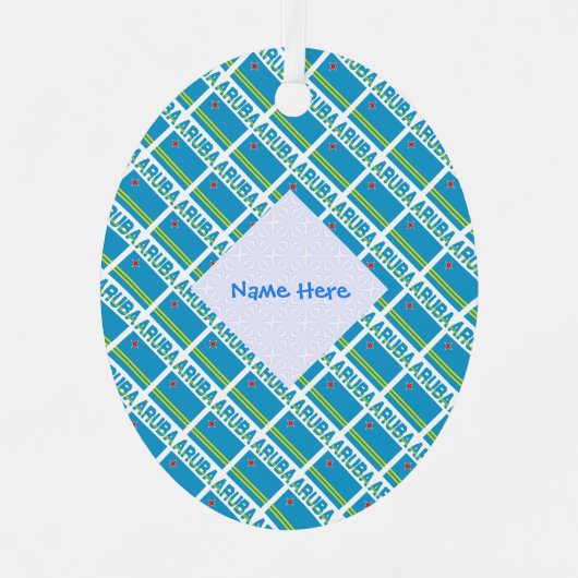 Ornement En Métal Aruba Aruba Drapeau Carreaux bleu Personnalisation (Recto)