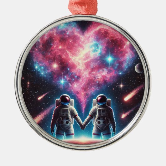 Ornement En Métal Astronaut Love Ornament (Devant)