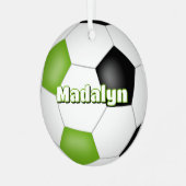 Ornement En Métal athlète de soccer noir vert vif (Avant gauche)