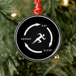 Ornement En Métal Athlétisme Manger Dormir Répéter Citation de fan d
