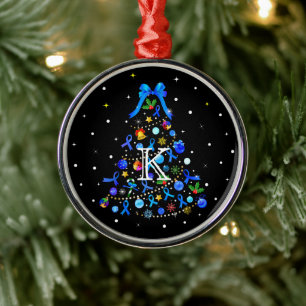 Ornement En Métal Autisme Arbre de Noël bleu