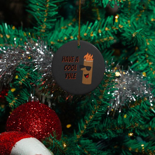 Ornement En Métal Ayez un Cool Yule Flaming Log Noël