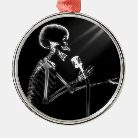 Ornement En Métal B&W X-Ray Vision Skeleton Singing on Mic (Devant)