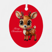 Ornement En Métal Baby Deer, Faun, Doe, Reindeer 🦌 🎄 Joyeux Noël (Recto)