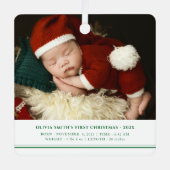 Ornement En Métal Baby First Christmas Birth Stats Faire-part (Recto)
