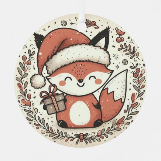 Ornement En Métal Baby First Christmas mignonne Fox (Recto)