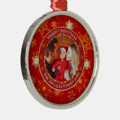 Ornement En Métal Baby's First Christmas Custom Name Photo Keepsake (Droite)