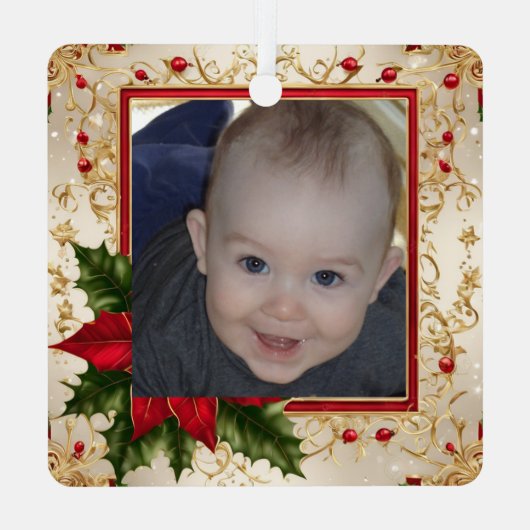Ornement En Métal Baby's First Christmas Photo Template (Verso)