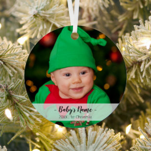 Ornement En Métal Baby's First Christmas Year Photo Script Template