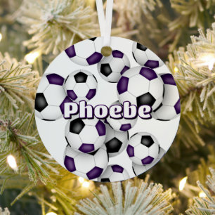 Ornement En Métal ballons de football noir violet