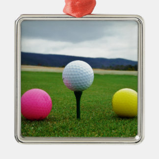Ornement En Métal Ballons de golf colorés, tee de montagne