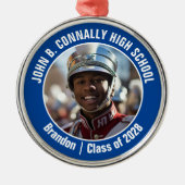 Ornement En Métal Bande Marche Bleue Photo Lycée Noël (Devant)