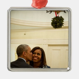 Ornement En Métal Barack et Michelle Mistletoe - Sq.Ornement