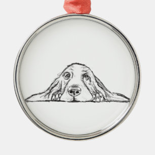 Ornement En Métal basset blanc