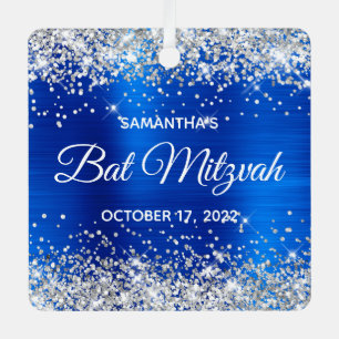 Ornement En Métal Bat mitzvah à huile bleu royal Parties scintillant