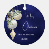 Ornement En Métal Baubles blancs en or bleu Noël (Verso)