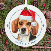 Ornement En Métal Beagle Chien Père Noël Personnalisé Simple Noël