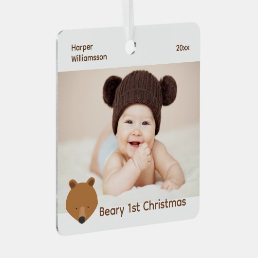 Ornement En Métal Bear Photo Baby First Christmas (Avant droite)