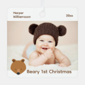 Ornement En Métal Bear Photo Baby First Christmas (Recto)