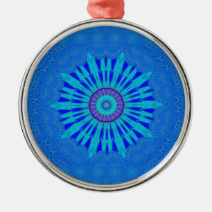 Ornement En Métal Beau Royal Blue Mandala Art Imprimer