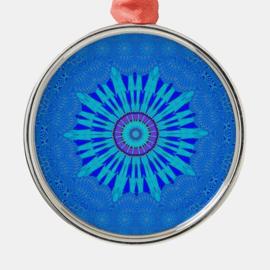 Ornement En Métal Beau Royal Blue Mandala Art Imprimer (Devant)