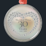 Ornement En Métal Beautiful Pearl 30th Anniversary<br><div class="desc">Featuring a beautiful pearl and pearls heart,  this chic 30th wedding anniversary keepsake can be personalised with your special pearl anniversary information on a pearl background. Designed by Thisisnotme©</div>