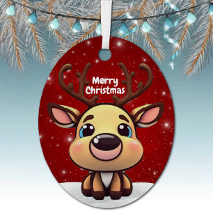 Ornement En Métal Bébé Cerf Fantaisiste Noël enneigé Baie Rouge 🎄🦌