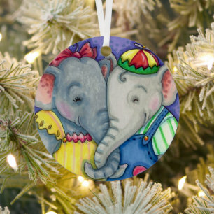 ORNEMENT EN MÉTAL BÉBÉ ÉLÉPHANTS PREMIER AMOUR, PACHYDERME MILIEUX